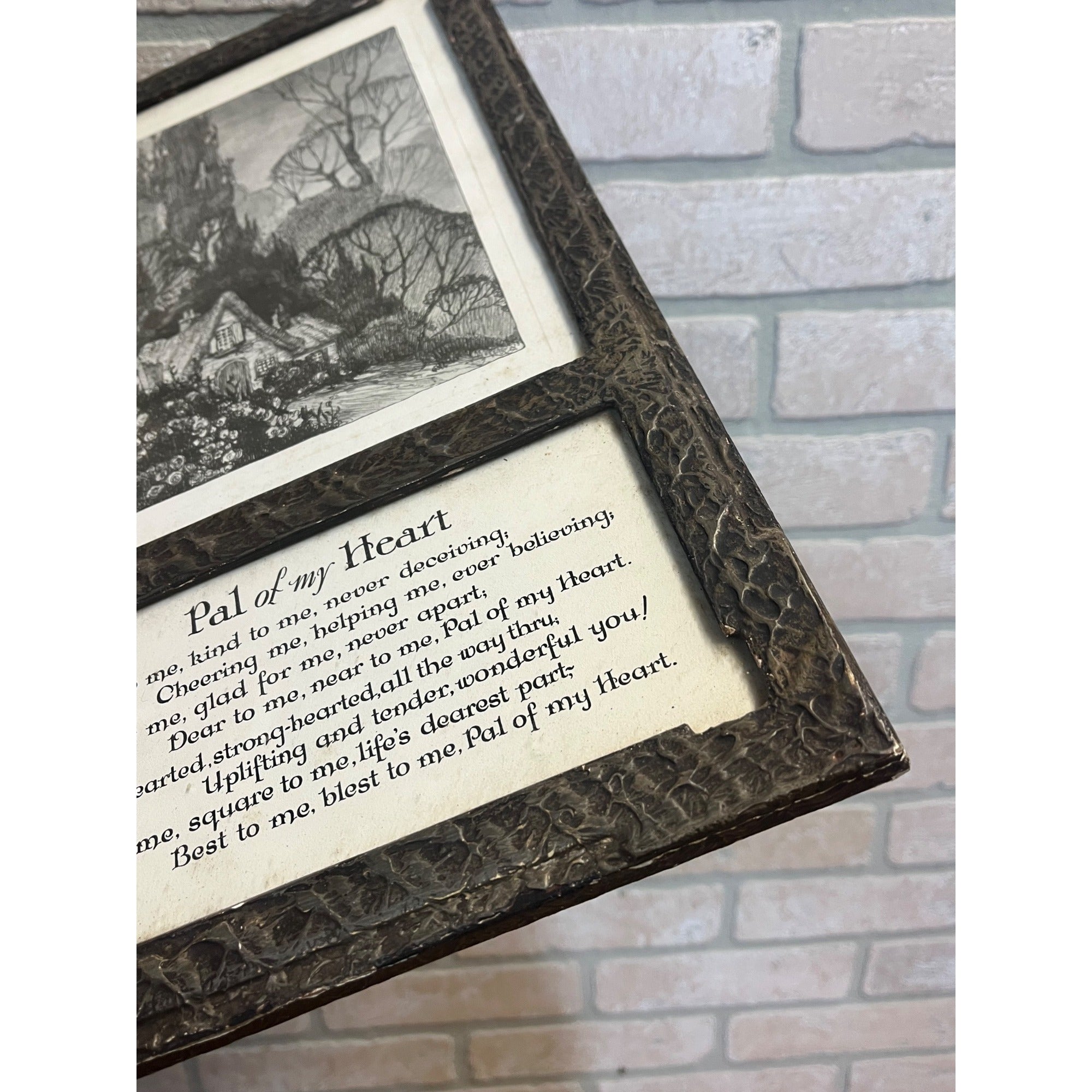 Vintage Art Deco Buzza Motto Pal of My Heart Framed Mottograph