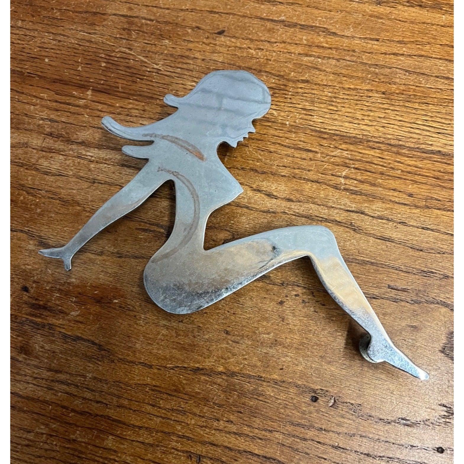 Vintage Chrome Trucker Mud Flap/Ornament Bolt On Girl Silhouette