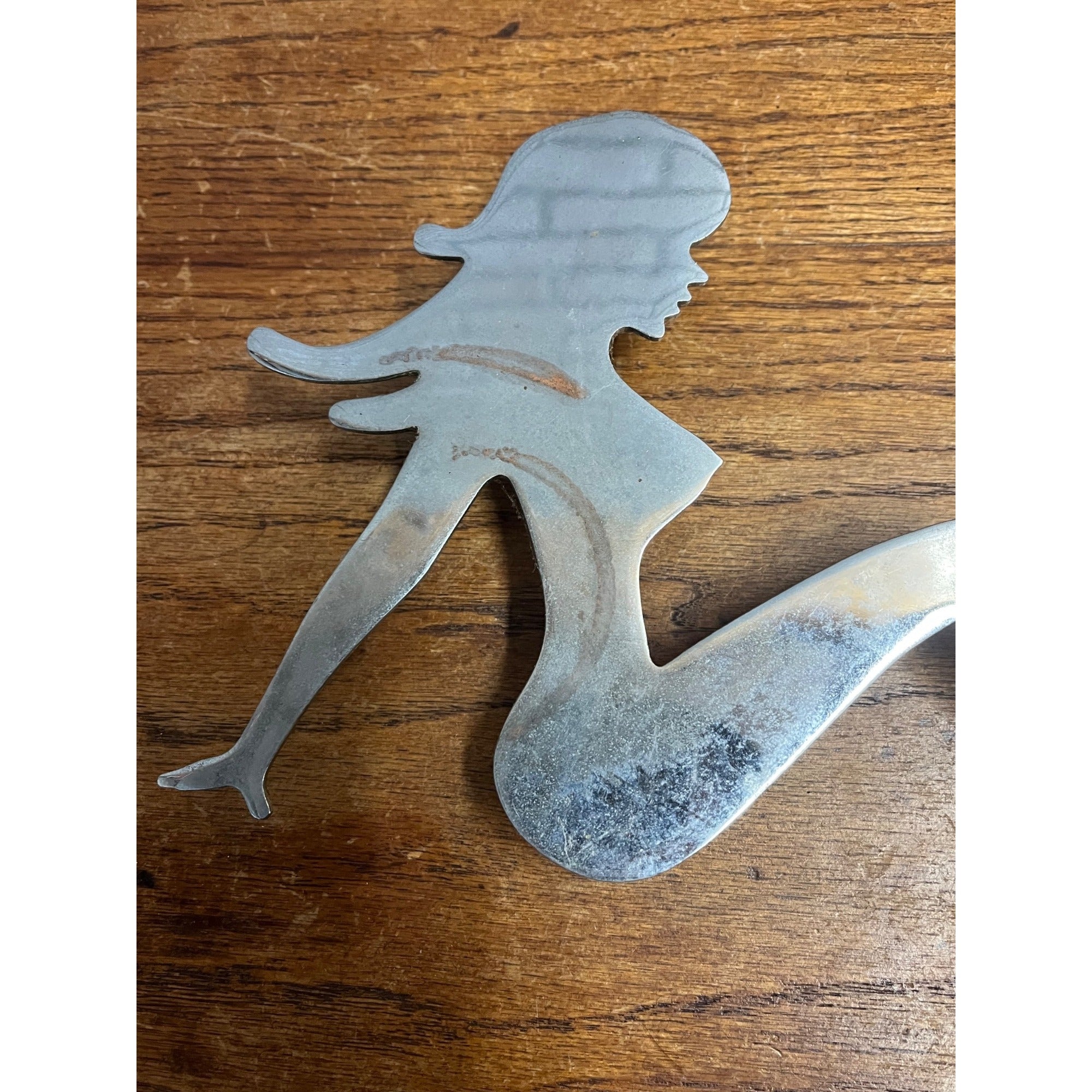 Vintage Chrome Trucker Mud Flap/Ornament Bolt On Girl Silhouette