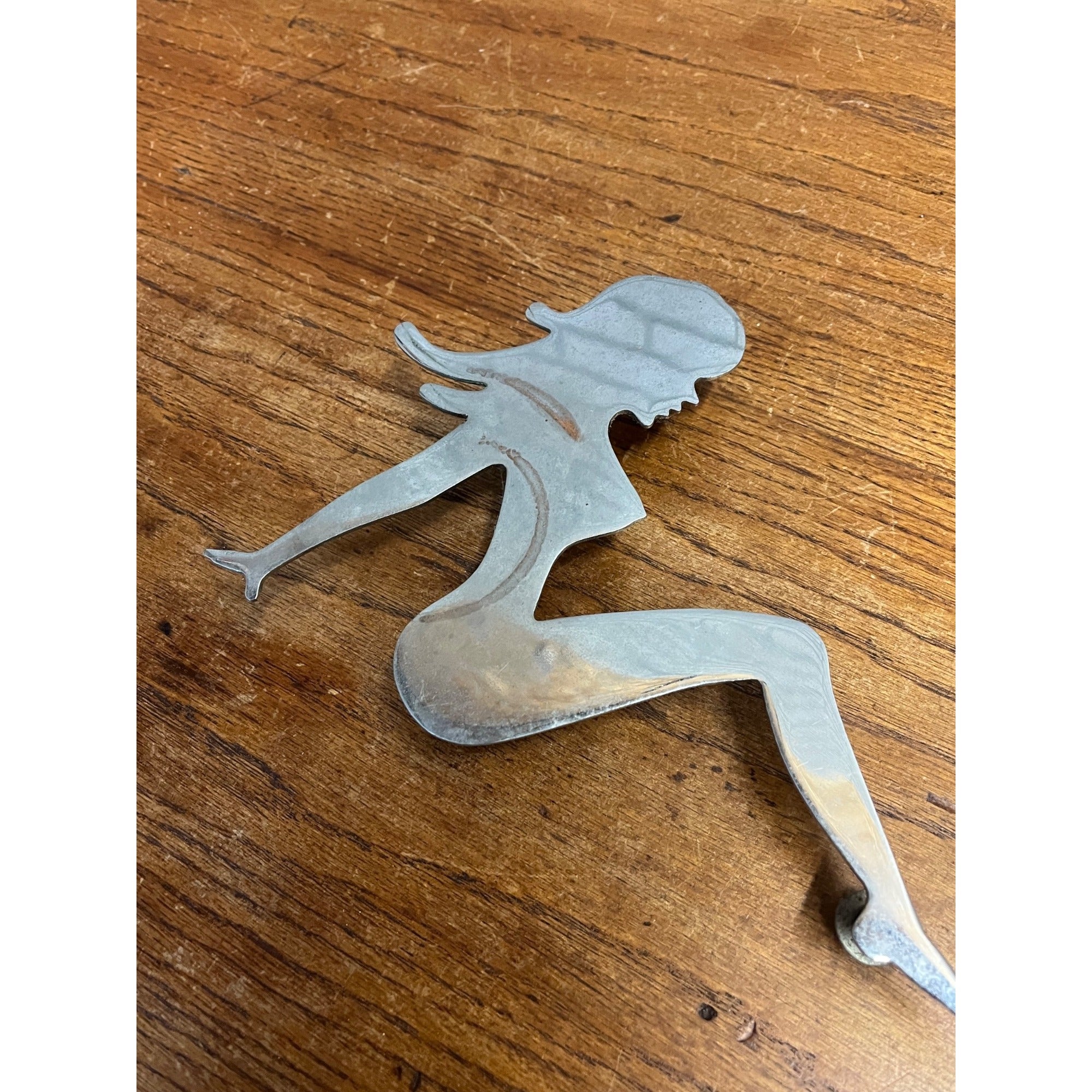 Vintage Chrome Trucker Mud Flap/Ornament Bolt On Girl Silhouette