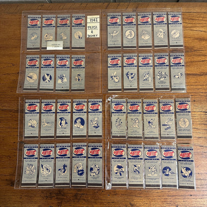 Vintage WWII 1942 Pepsi Cola Matchbooks Walt Disney Insignias Complete Set 1-48.