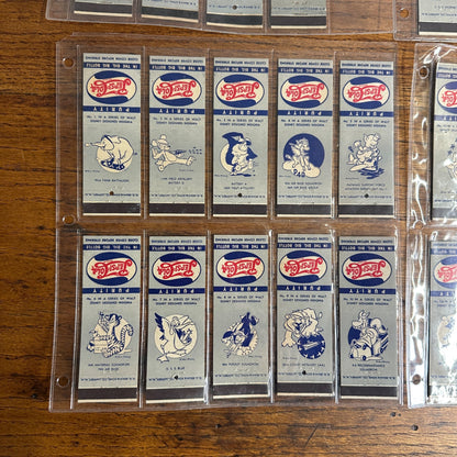 Vintage WWII 1942 Pepsi Cola Matchbooks Walt Disney Insignias Complete Set 1-48.