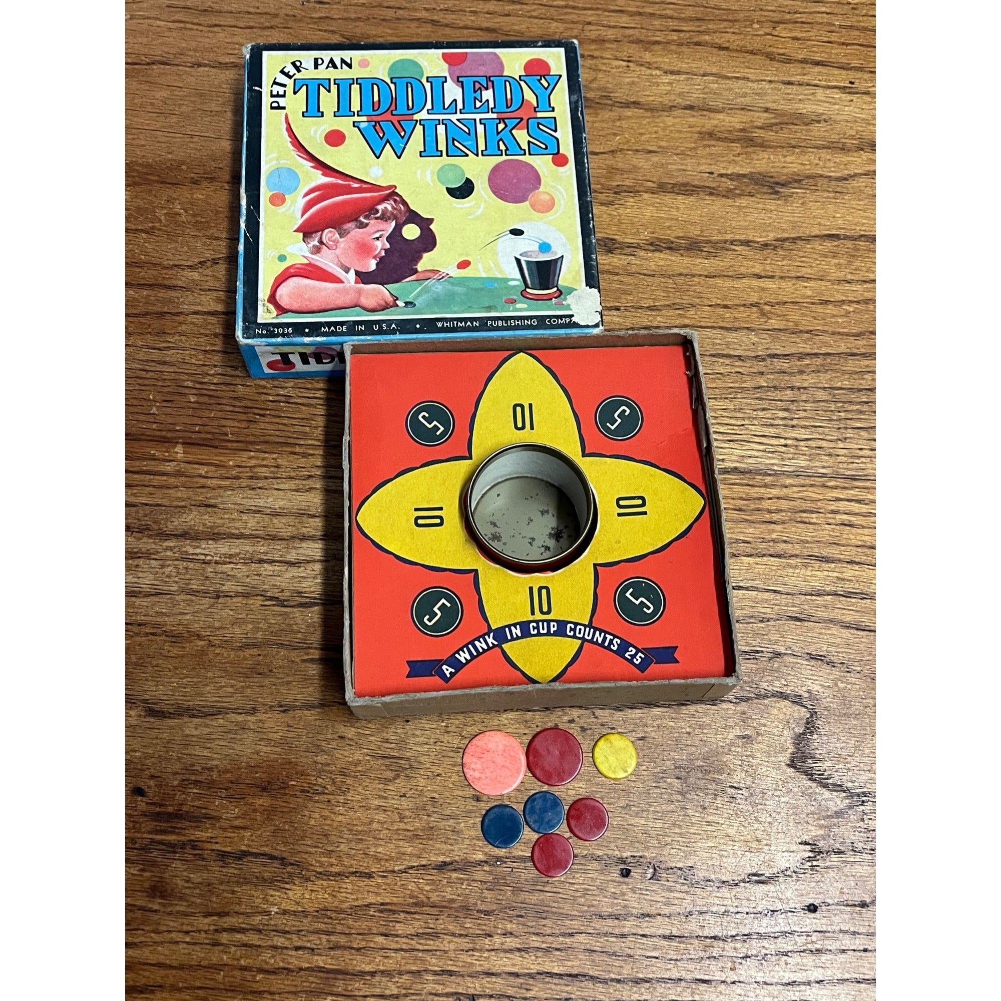 Vintage Peter Pan Tiddledy Winks Game USA Whitman Publishing Company Circa 1940 Incomplete
