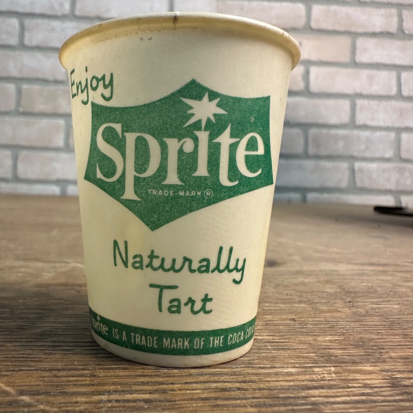 1960s Sprite 4oz Sample Cup Green White Soda Advertising Paper Wax Cup