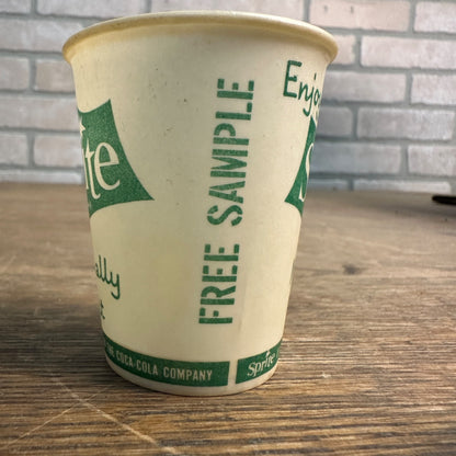 1960s Sprite 4oz Sample Cup Green White Soda Advertising Paper Wax Cup