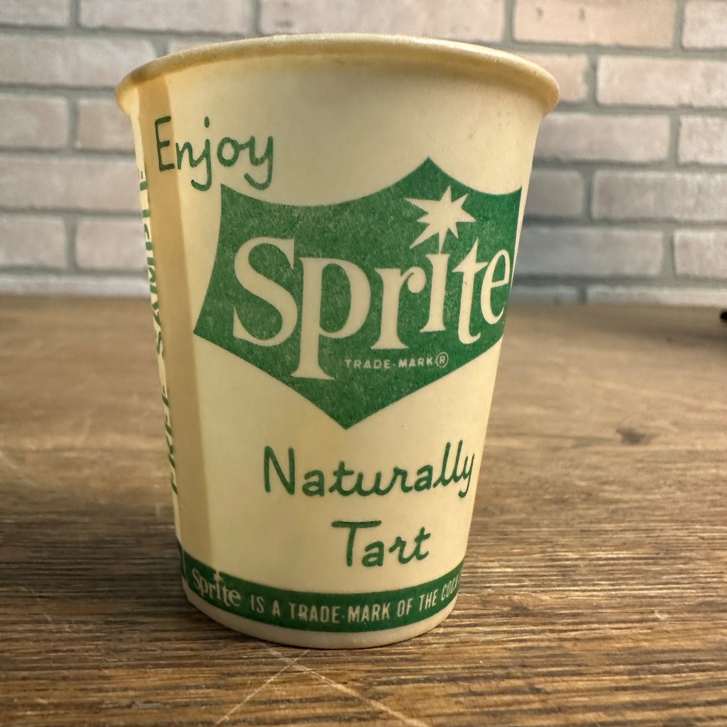 1960s Sprite 4oz Sample Cup Green White Soda Advertising Paper Wax Cup