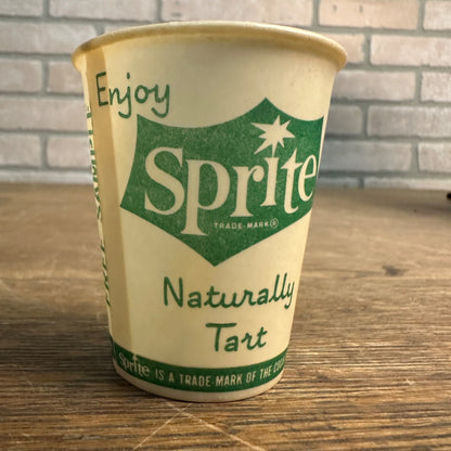 1960s Sprite 4oz Sample Cup Green White Soda Advertising Paper Wax Cup