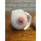 Vintage Novelty Breast Boob Ceramic Mug Cup Risque Adult Humor Gag Gift Lot of 2