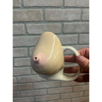 Vintage Novelty Breast Boob Ceramic Mug Cup Risque Adult Humor Gag Gift Lot of 2