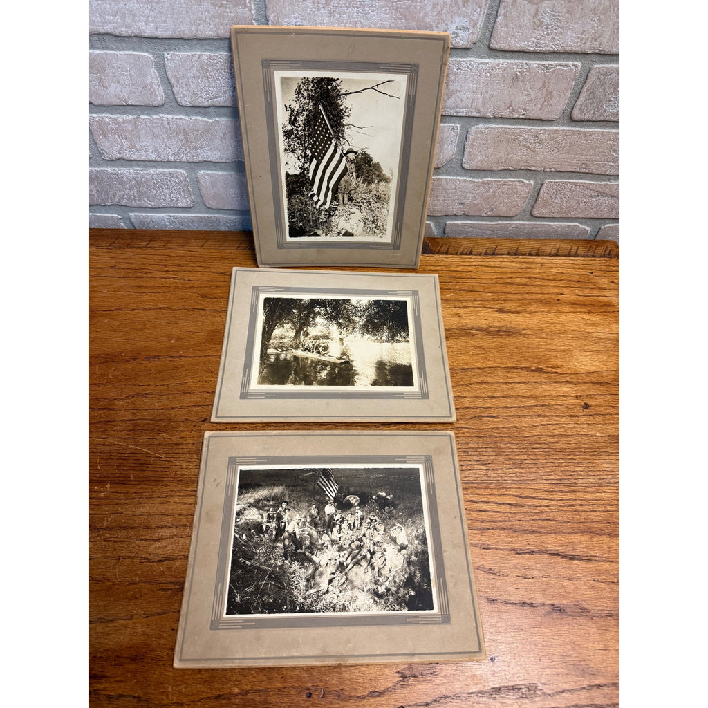 Antique Early Boy Scouts of America BSA Cabinet Photos Lot (3) Wisconsin c1916