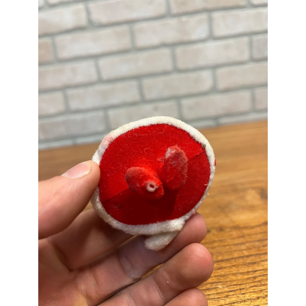 Vintage Christmas Santa and Mrs Claus Felt Flocked Blow Mold Ornament Japan