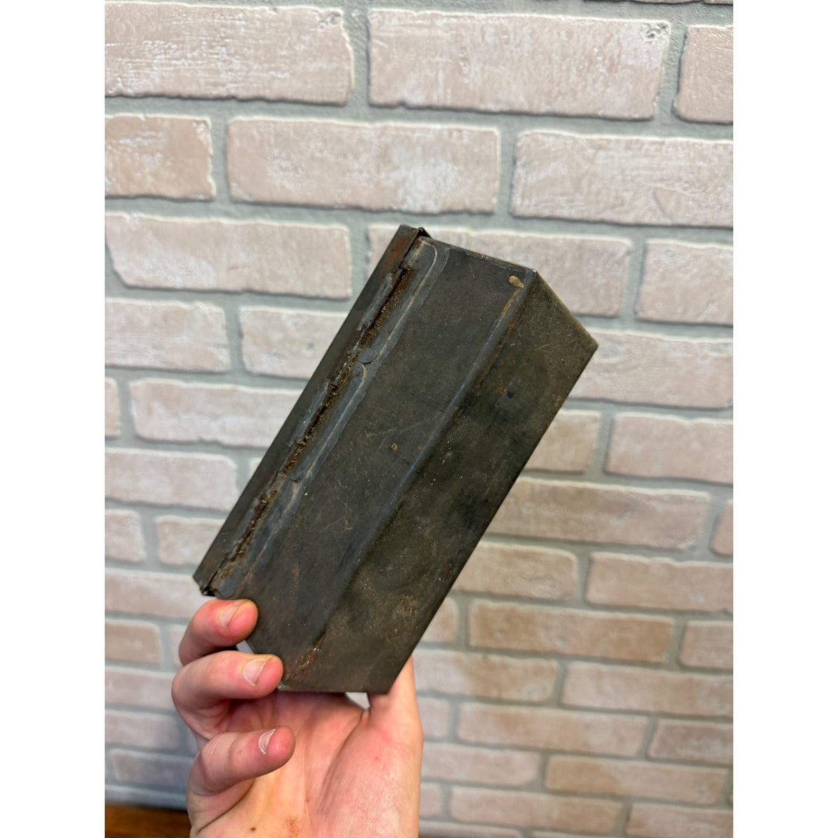 Vintage Hinged Tin Metal Storage Box Farmhouse Rustic Decor