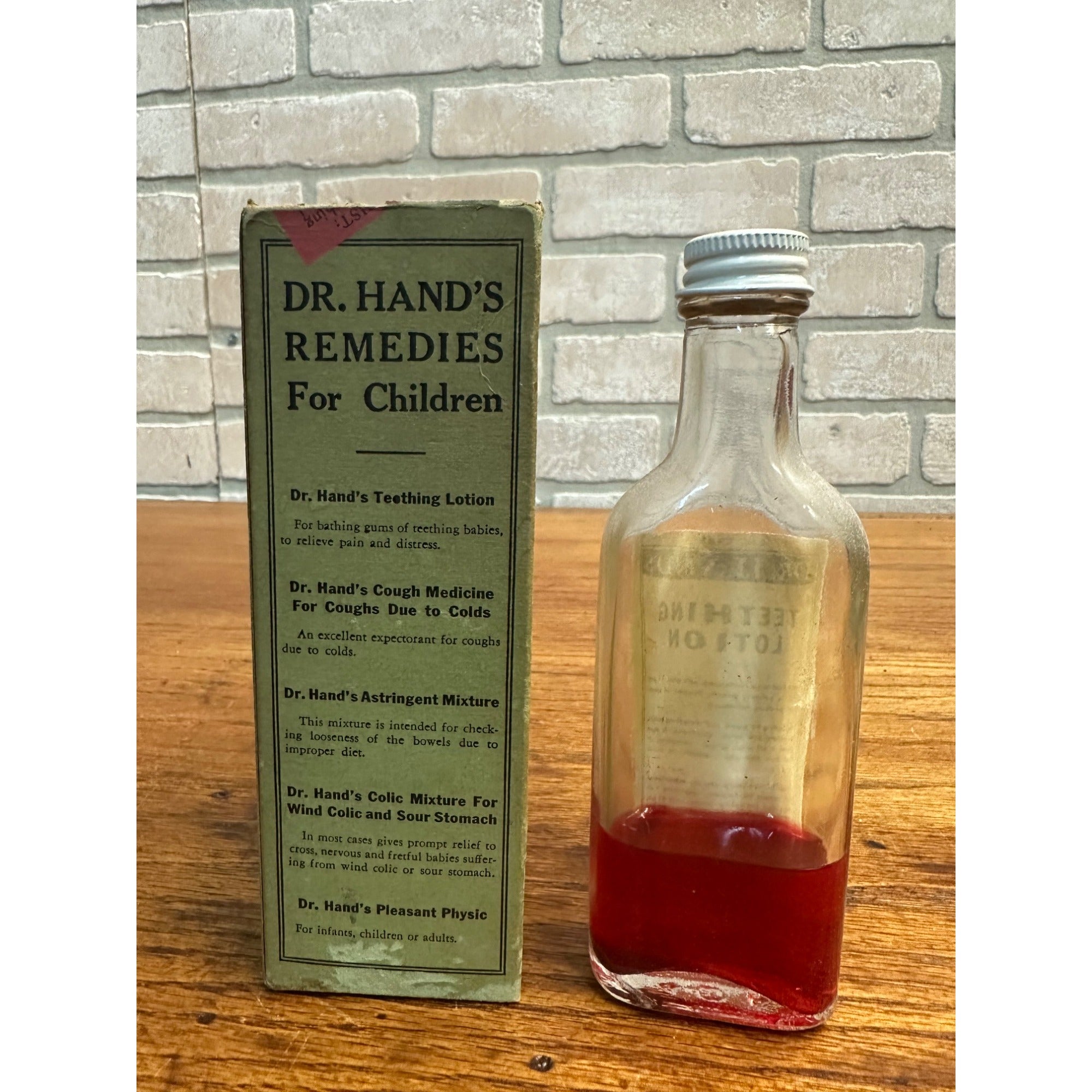 Antique Quack Medicine Dr. Hand's Teething Lotion Children Empty Bottle & Box