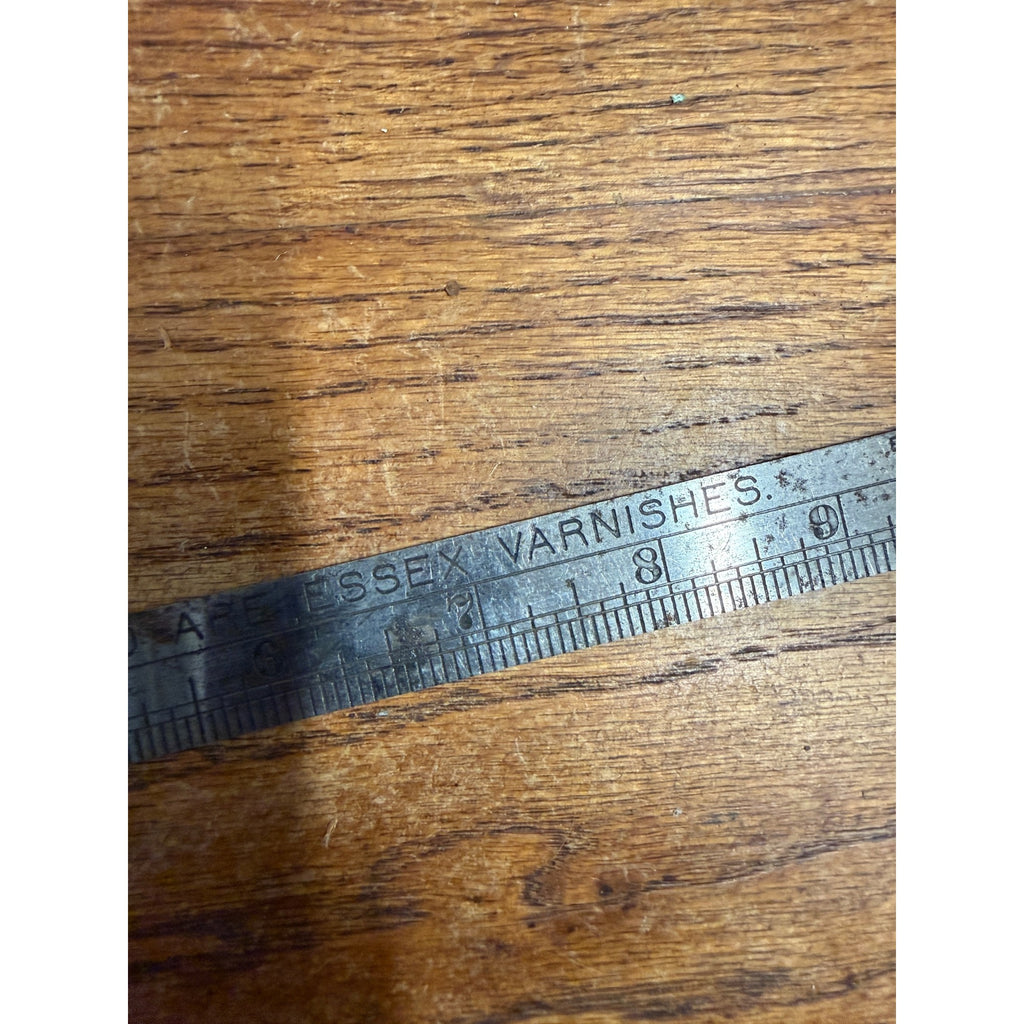 Vintage Advertising Essex Paint Varnishes Metal Ruler Tool Measuring Stick
