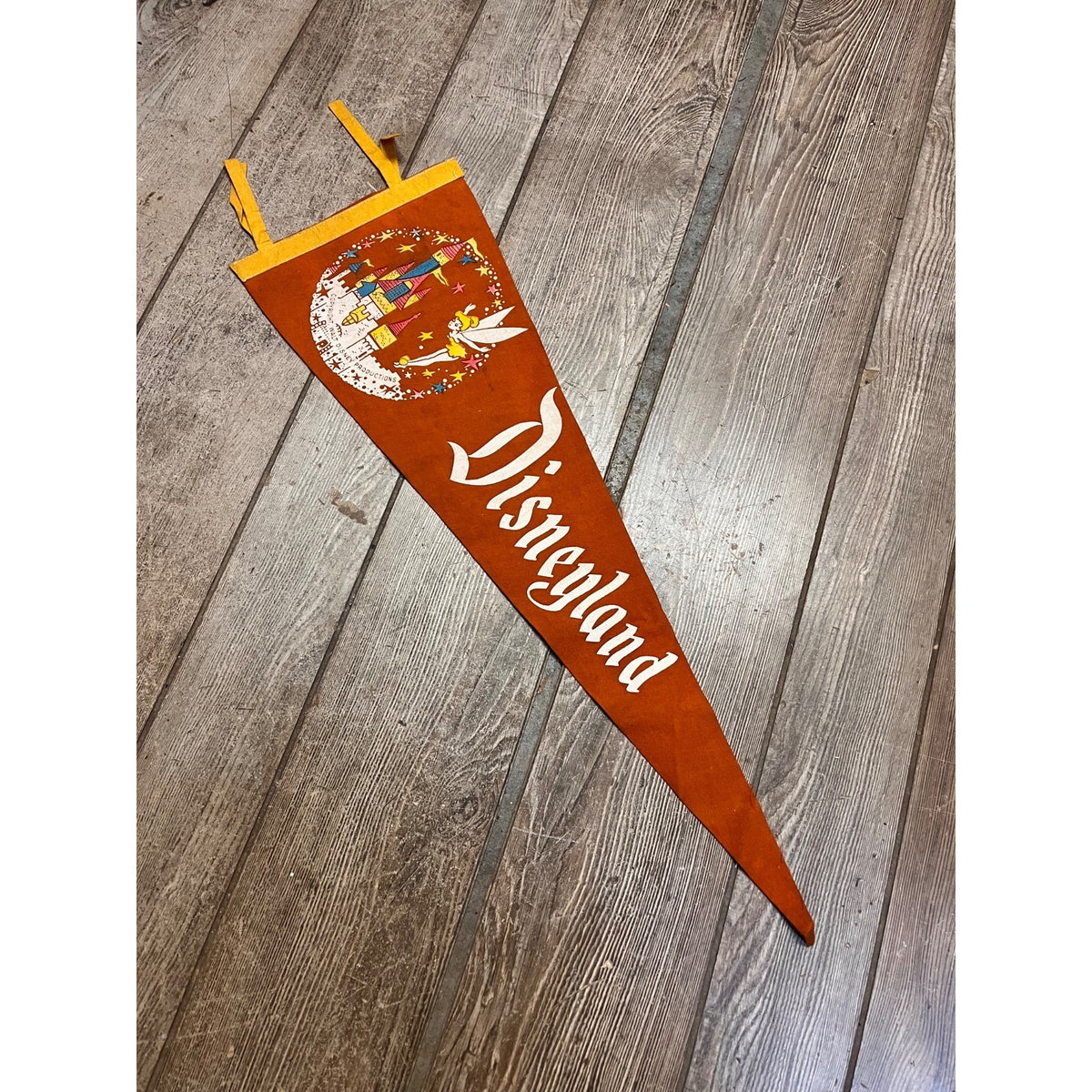 Vintage Disney Disneyland Souvenir Felt Pennant Opening Year Tinker Bell 1955