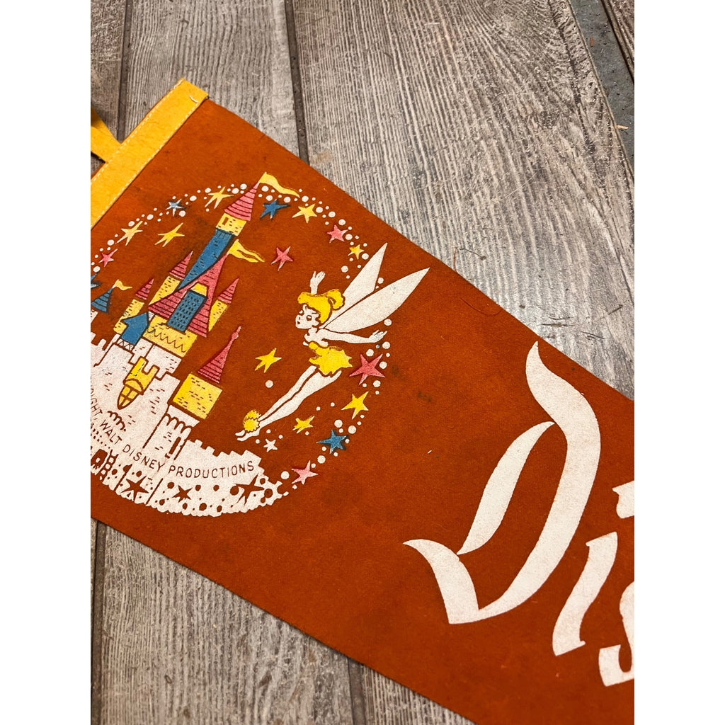 Vintage Disney Disneyland Souvenir Felt Pennant Opening Year Tinker Bell 1955