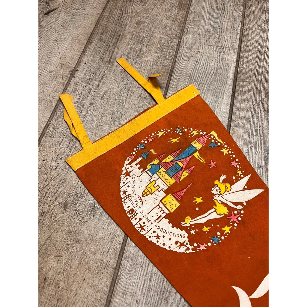 Vintage Disney Disneyland Souvenir Felt Pennant Opening Year Tinker Bell 1955