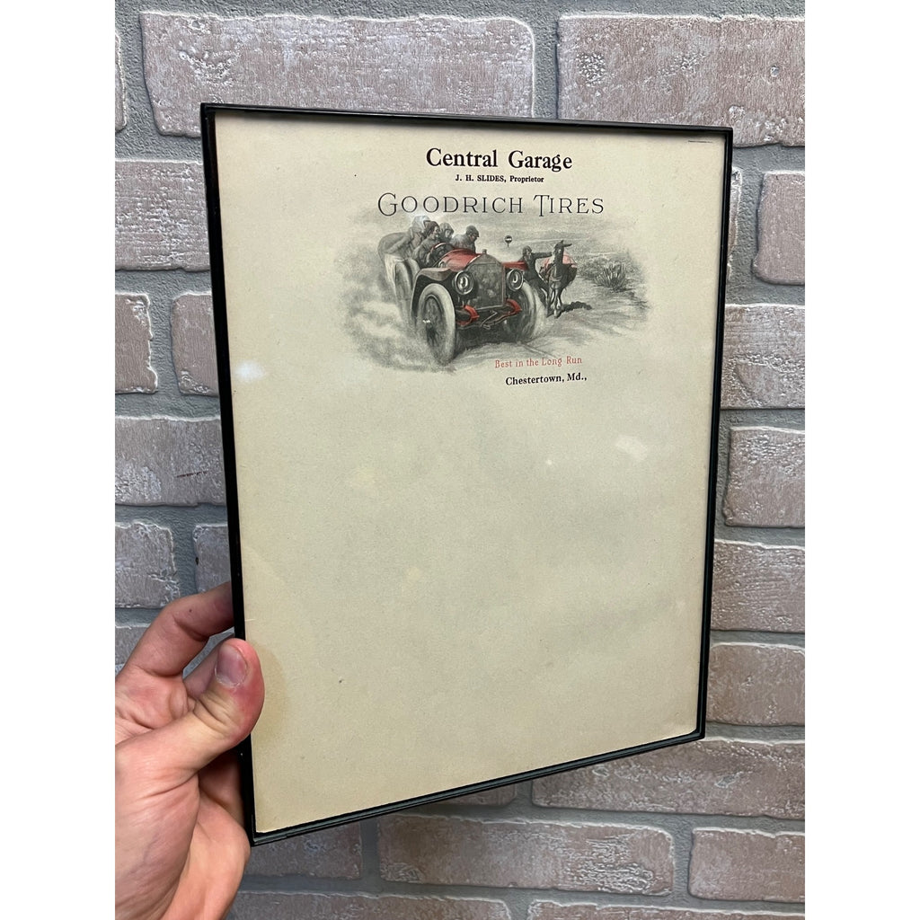 Vintage 1900 Goodrich Tires Central Garage Chestertown MD Automobile Letterhead