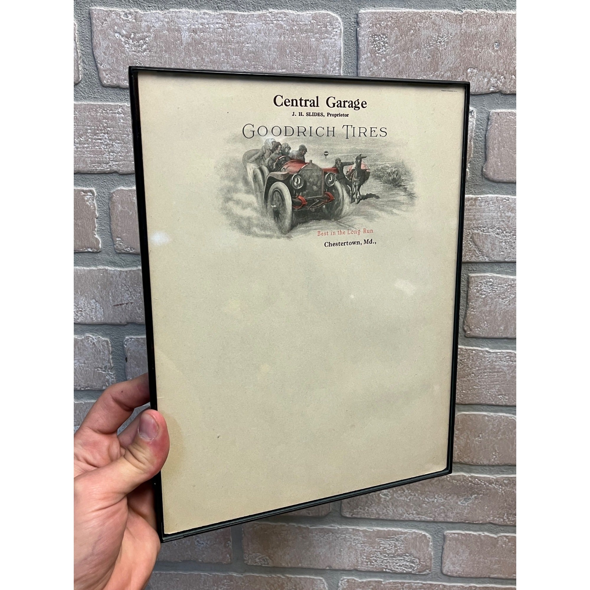 Vintage 1900 Goodrich Tires Central Garage Chestertown MD Automobile Letterhead