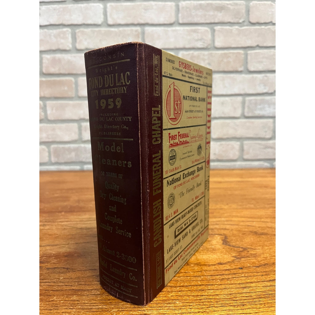 Vintage 1959 Fond du Lac Wisconsin Buisness Directory Hardcover Book Ads Wis WI