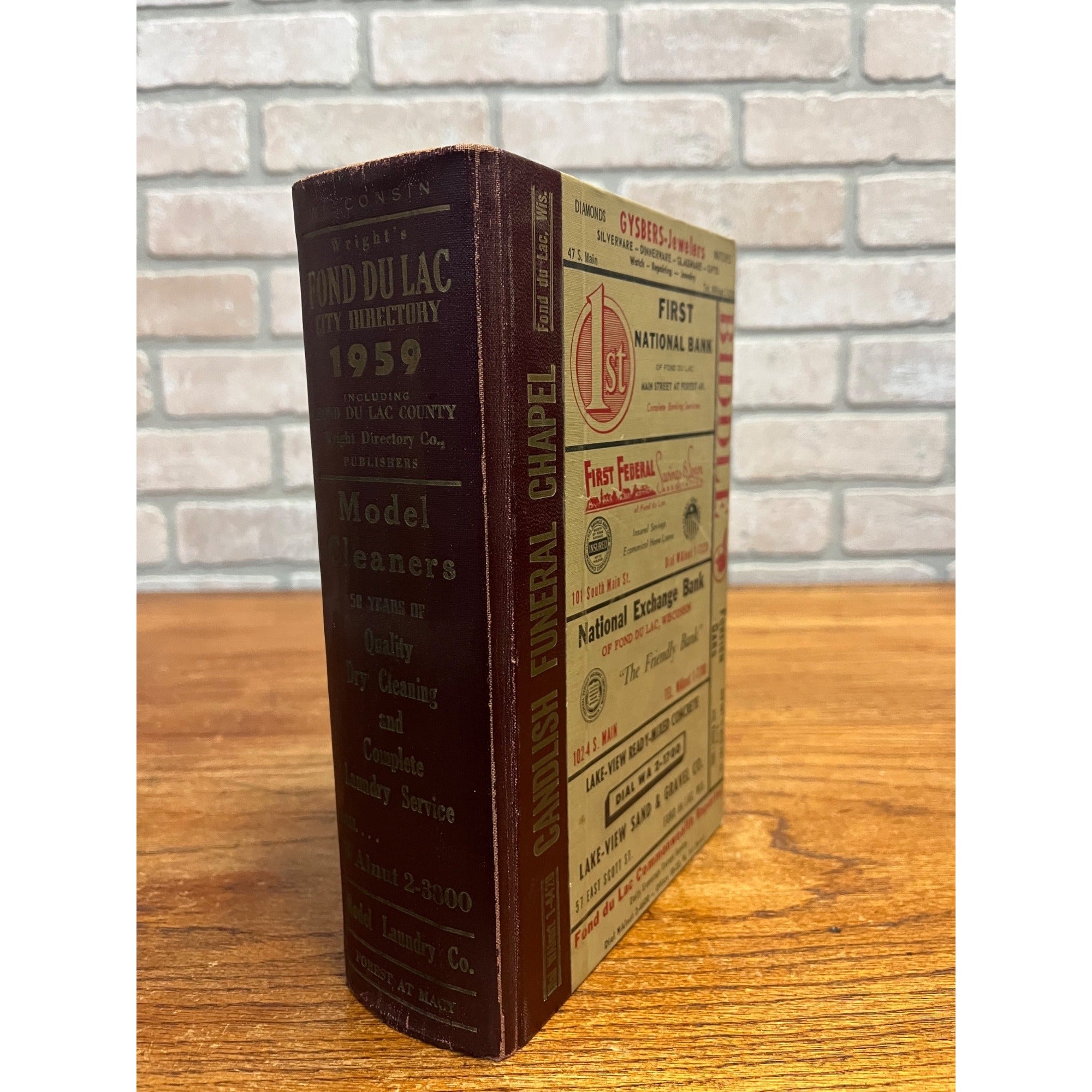 Vintage 1959 Fond du Lac Wisconsin Buisness Directory Hardcover Book Ads Wis WI