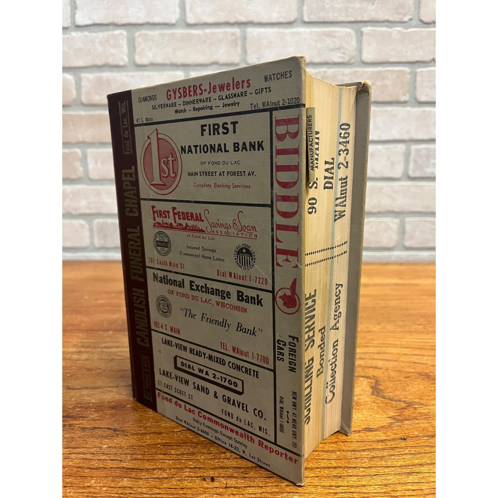 Vintage 1959 Fond du Lac Wisconsin Buisness Directory Hardcover Book Ads Wis WI