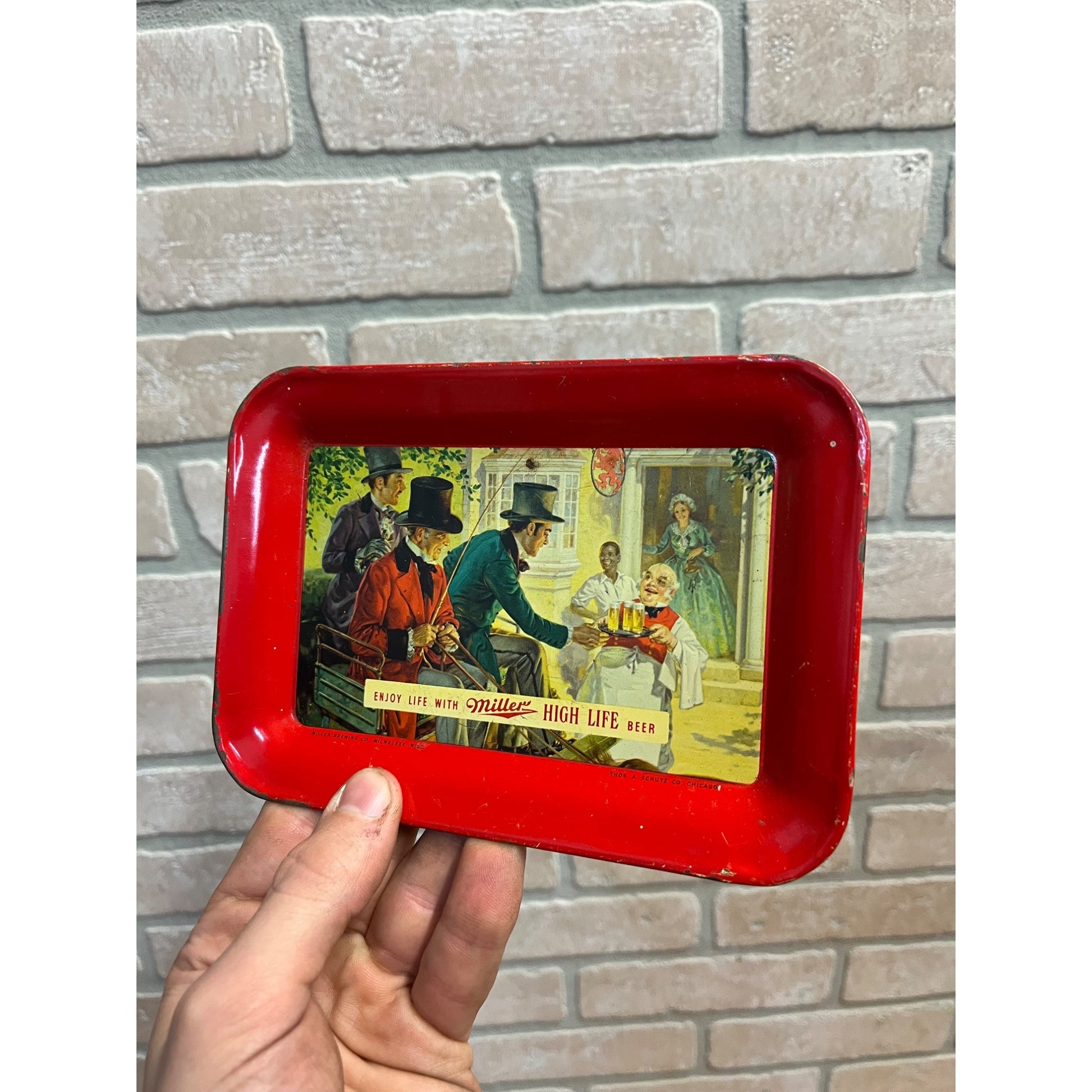 Vintage 1950s Miller High Life Beer Tin Tip Cash Check Tray Advertising Bar