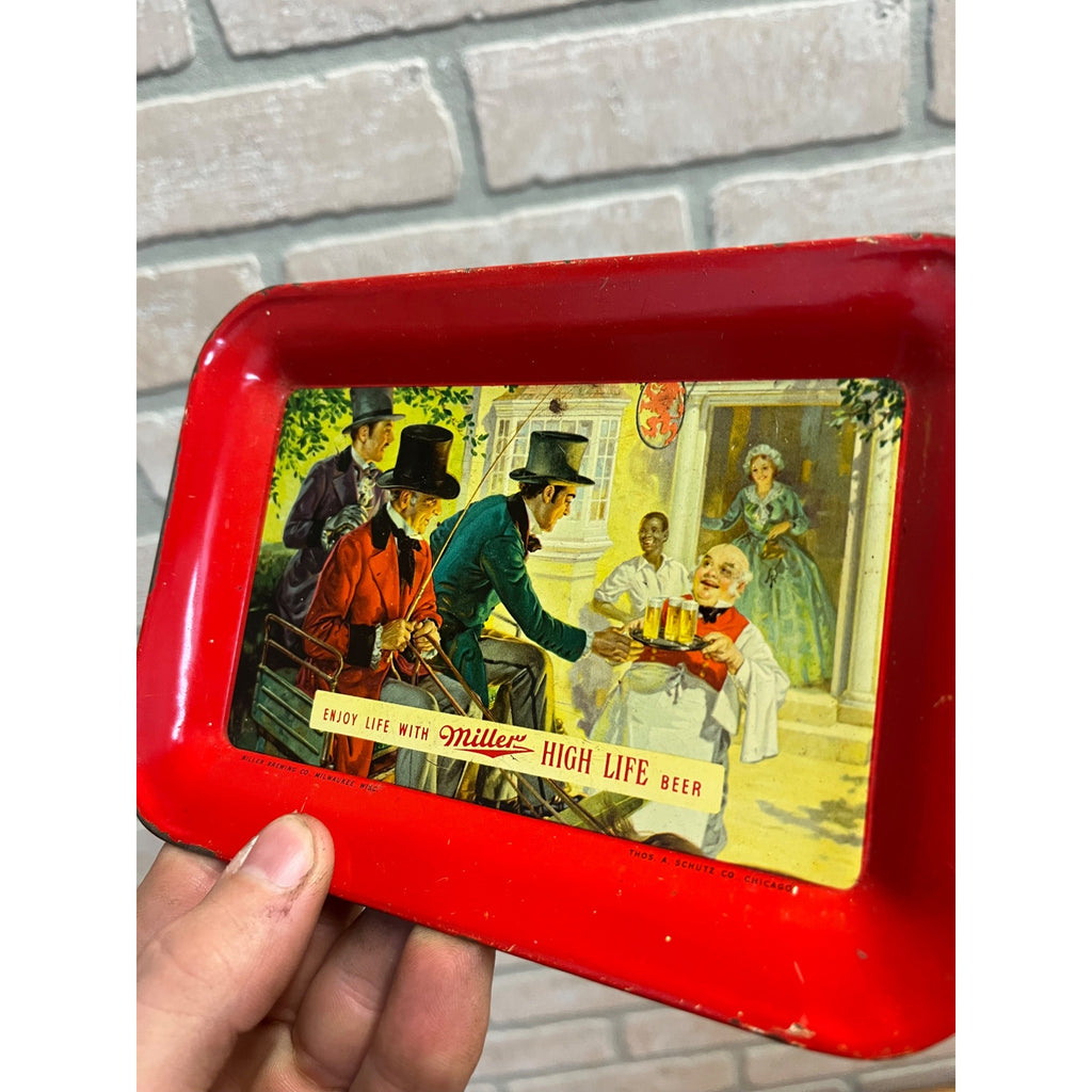 Vintage 1950s Miller High Life Beer Tin Tip Cash Check Tray Advertising Bar