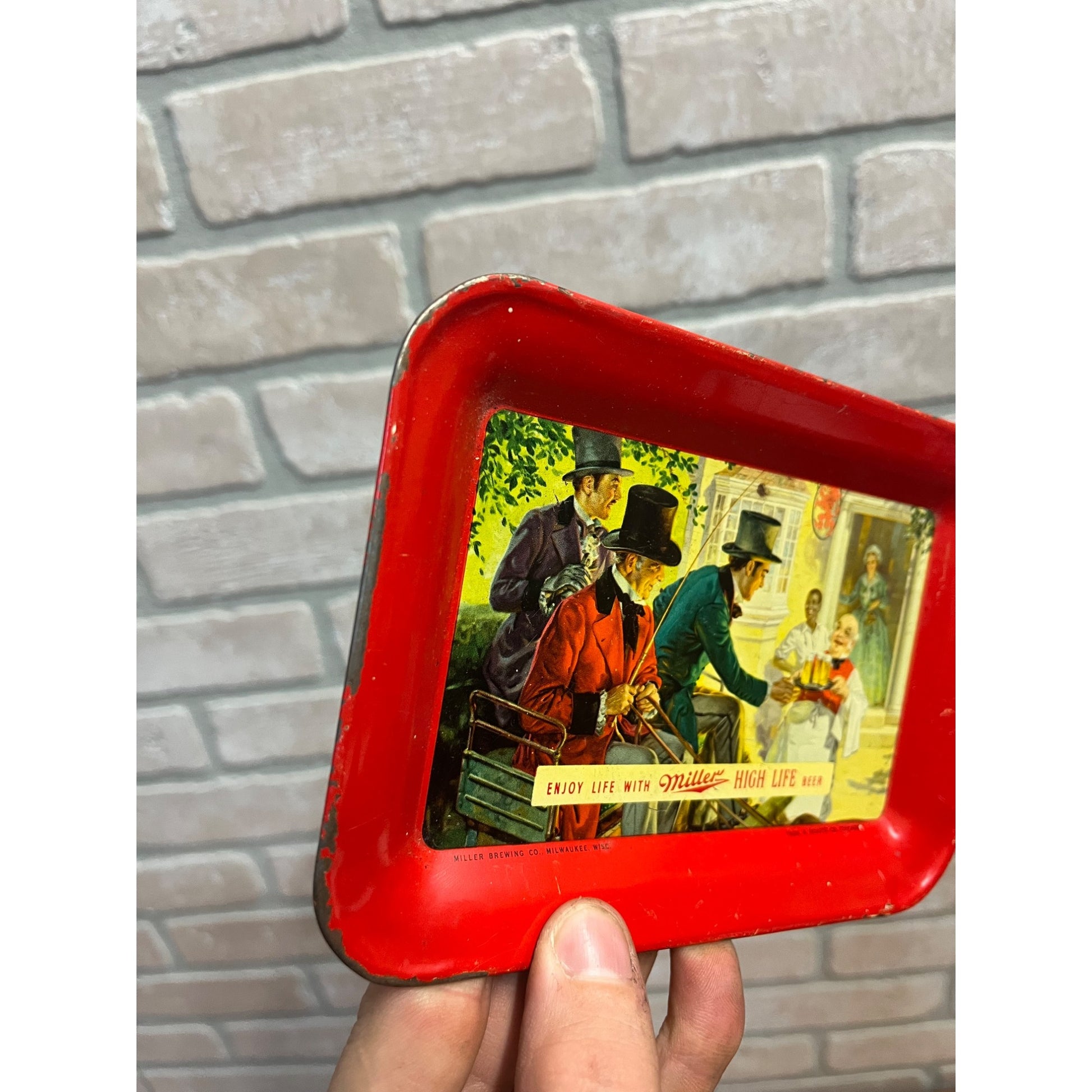 Vintage 1950s Miller High Life Beer Tin Tip Cash Check Tray Advertising Bar