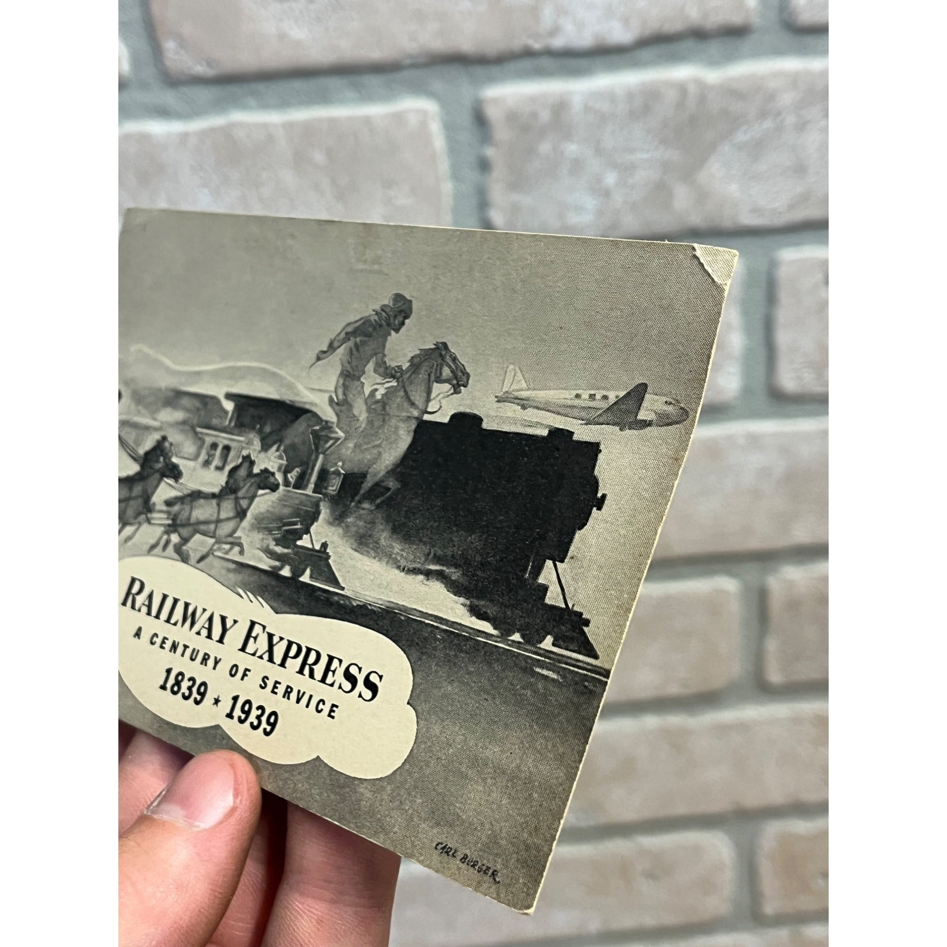 Vintage Postcard Railway Express 1839 - 1939 Carl Burger "A Century of Service"