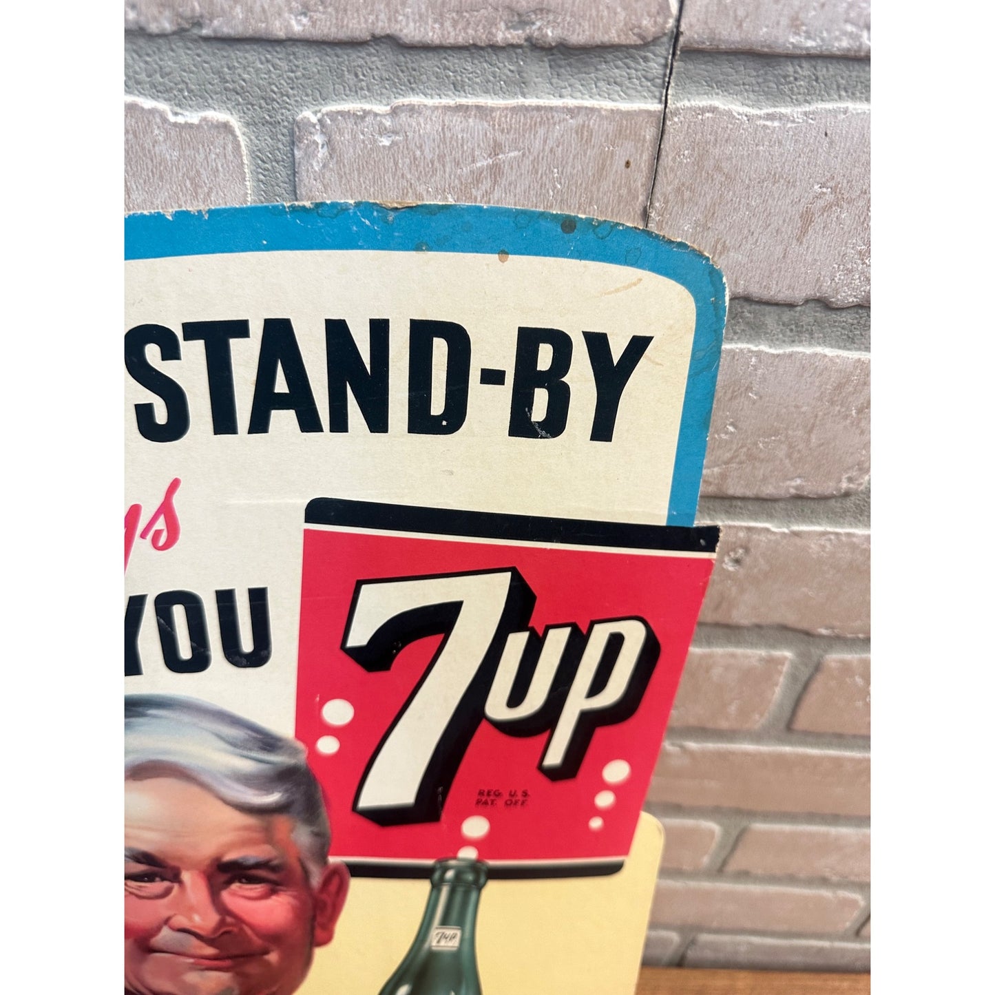 Vintage Will Rogers Seven Up 7UP Advertising Sign Store Display Easel Litho