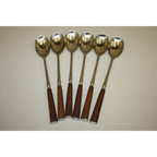 Vintage 1960s MCM Dansk Stainless Soup Spoons 6pc Teak Handles Jens Quistgaard