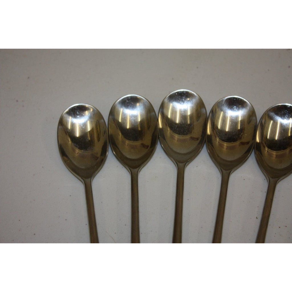 Vintage 1960s MCM Dansk Stainless Soup Spoons 6pc Teak Handles Jens Quistgaard