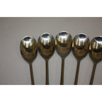 Vintage 1960s MCM Dansk Stainless Soup Spoons 6pc Teak Handles Jens Quistgaard