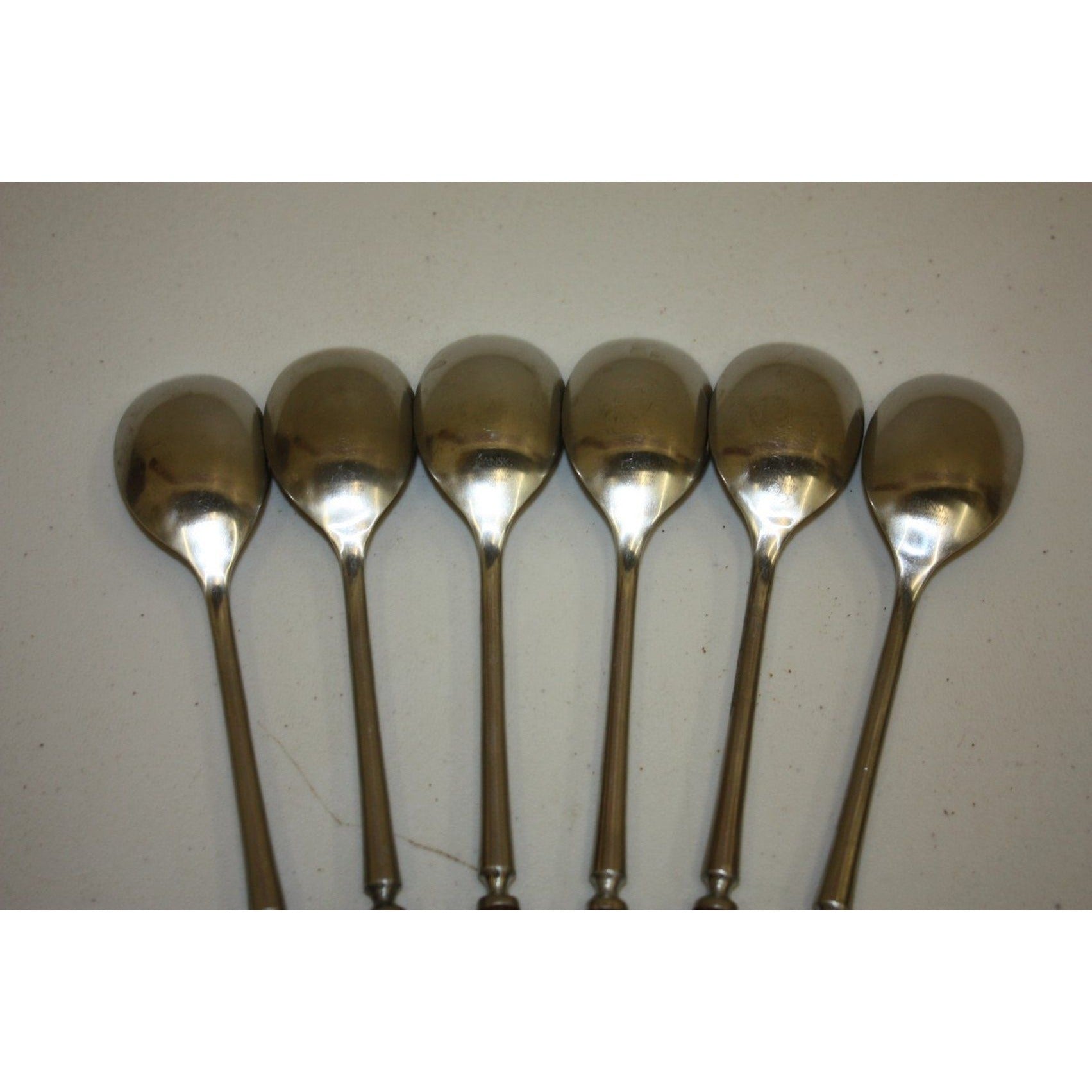 Vintage 1960s MCM Dansk Stainless Soup Spoons 6pc Teak Handles Jens Quistgaard