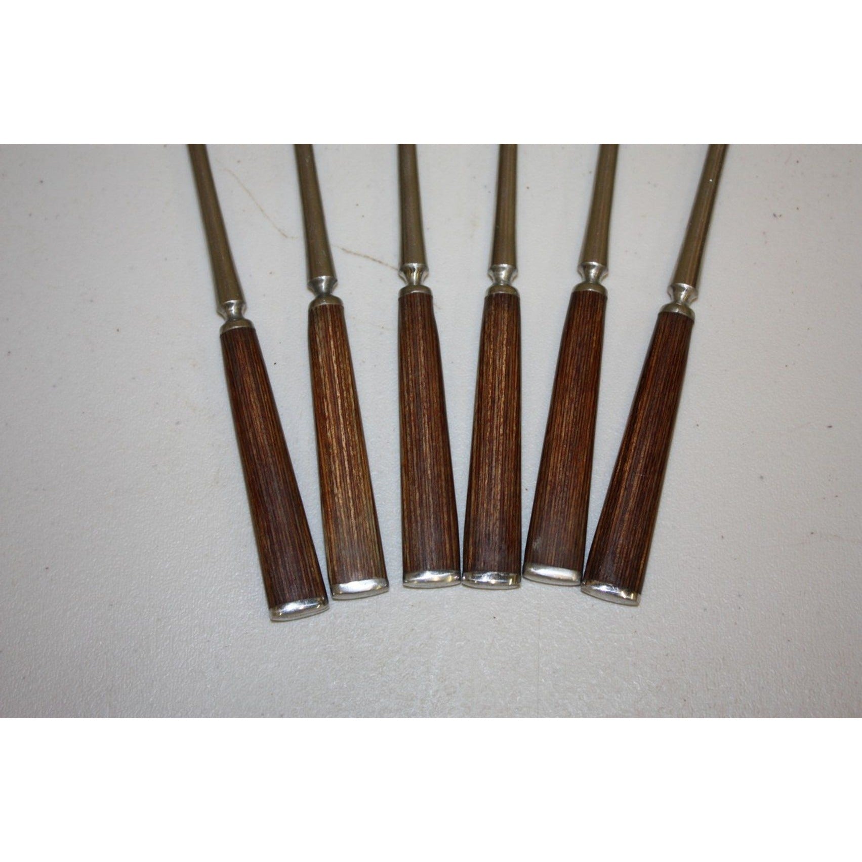 Vintage 1960s MCM Dansk Stainless Soup Spoons 6pc Teak Handles Jens Quistgaard
