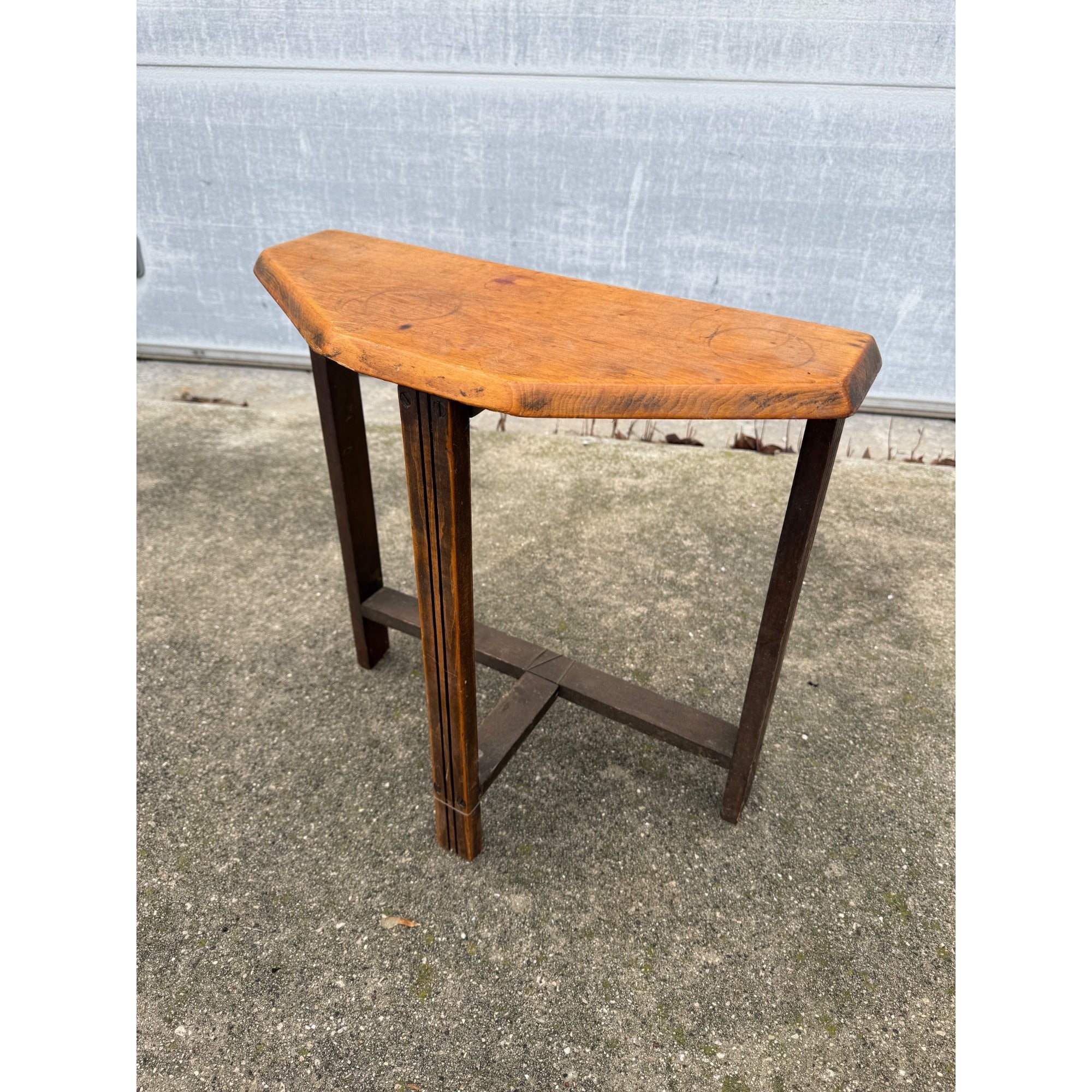 Vintage Small Wall Plant Stand End Table Rustic Decor