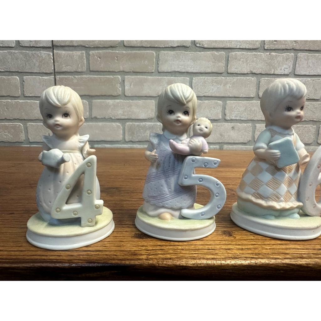 Vtg 1982 Lefton Birthday Girl Figurines 4-7 The Christopher Collection Set of 4