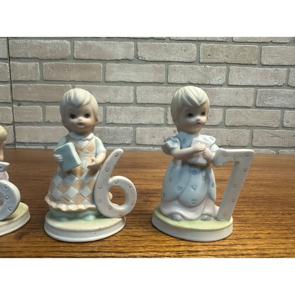 Vtg 1982 Lefton Birthday Girl Figurines 4-7 The Christopher Collection Set of 4