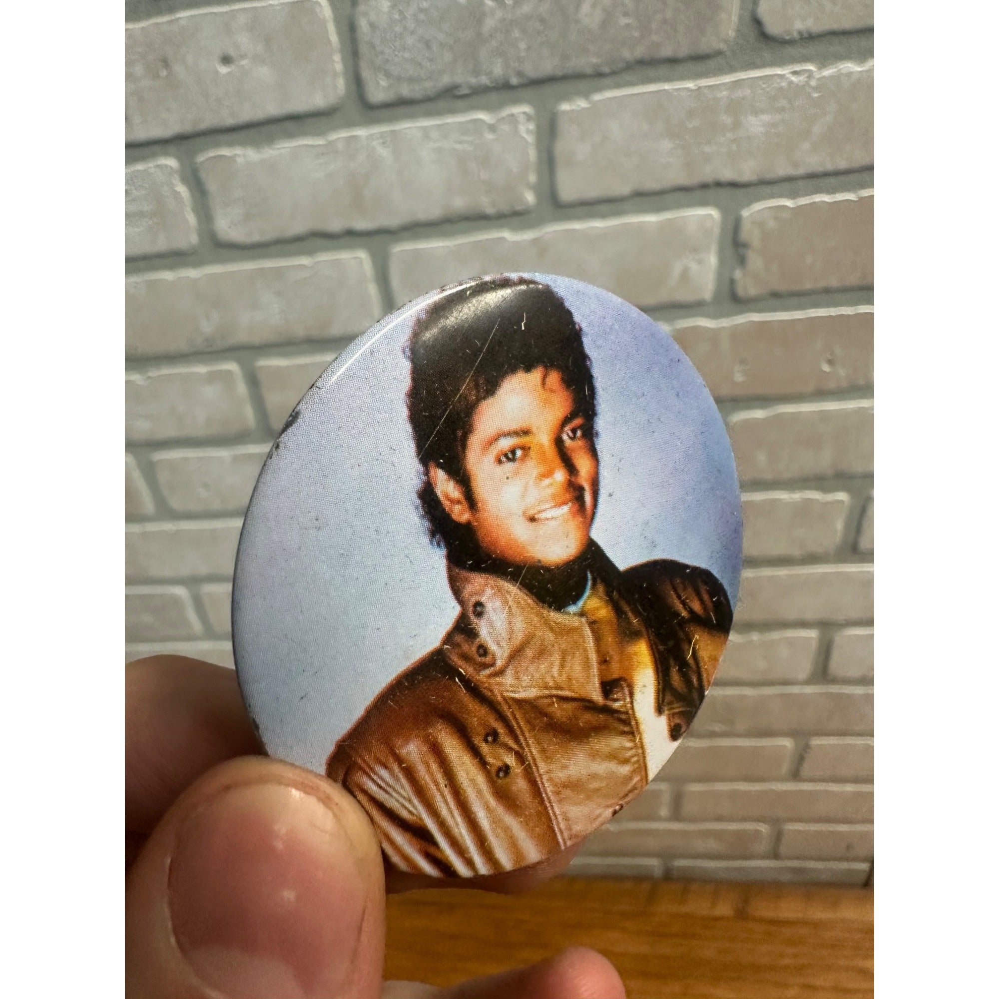 Vintage 1980s Michael Jackson Photo Pin Button Pinback 2-1/4" Diameter