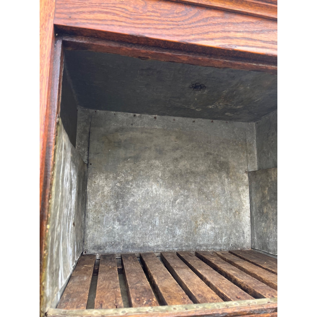 Antique Oak Commercial Ice Box 3-Door Fridge Grocery Store