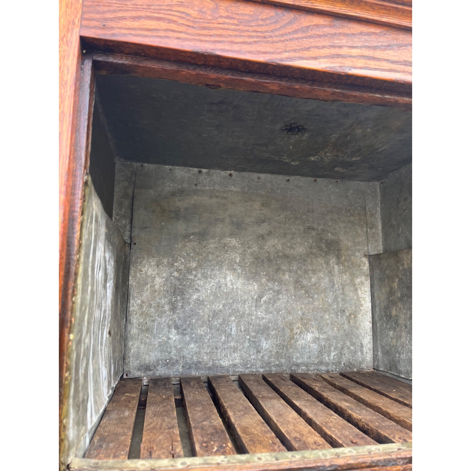 Antique Oak Commercial Ice Box 3-Door Fridge Grocery Store