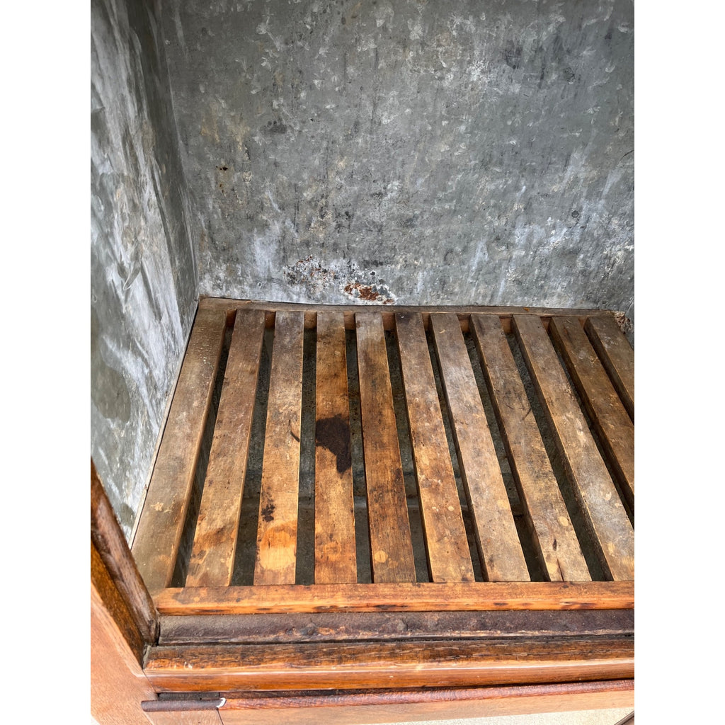 Antique Oak Commercial Ice Box 3-Door Fridge Grocery Store