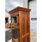 Antique Oak Commercial Ice Box 3-Door Fridge Grocery Store