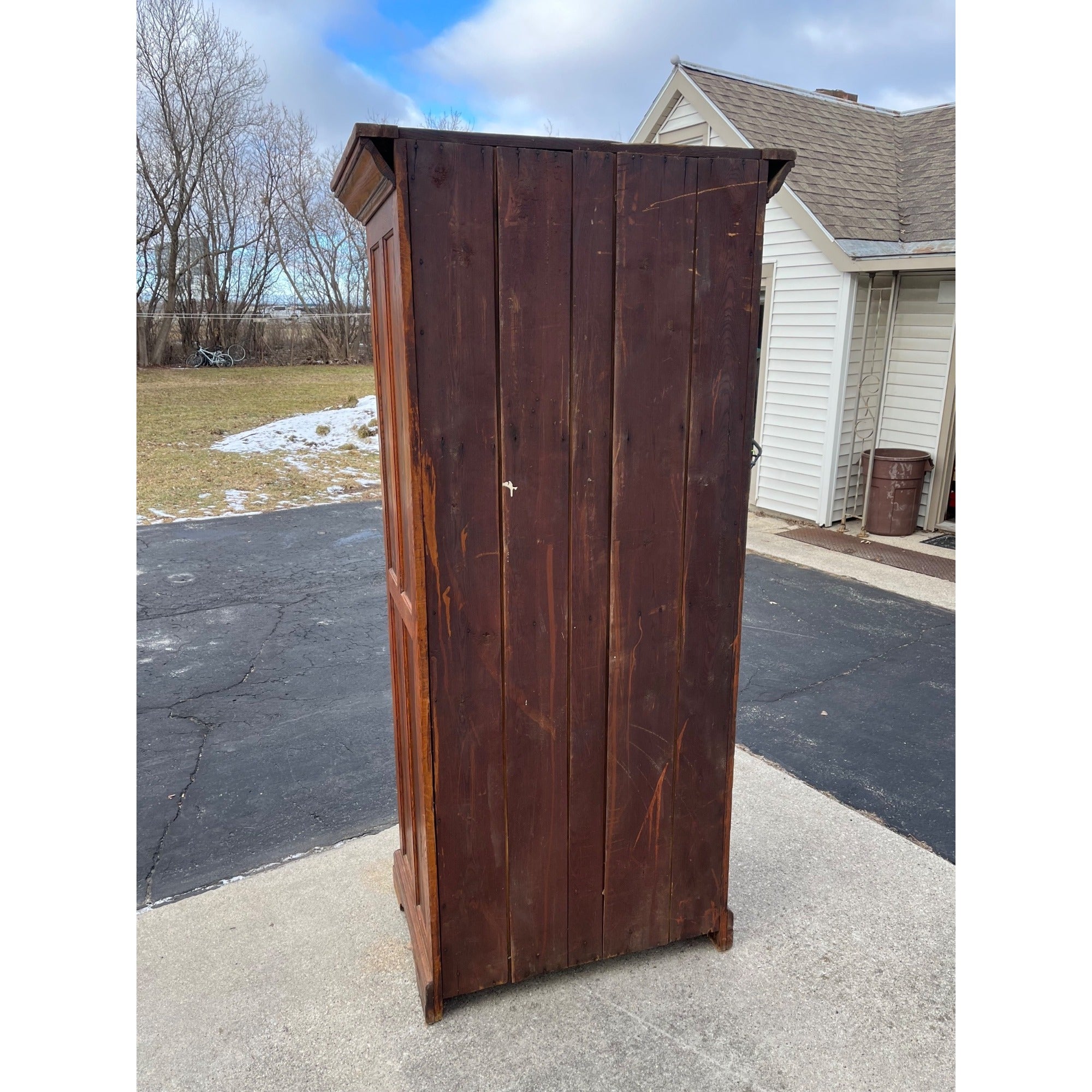 Antique Oak Commercial Ice Box 3-Door Fridge Grocery Store
