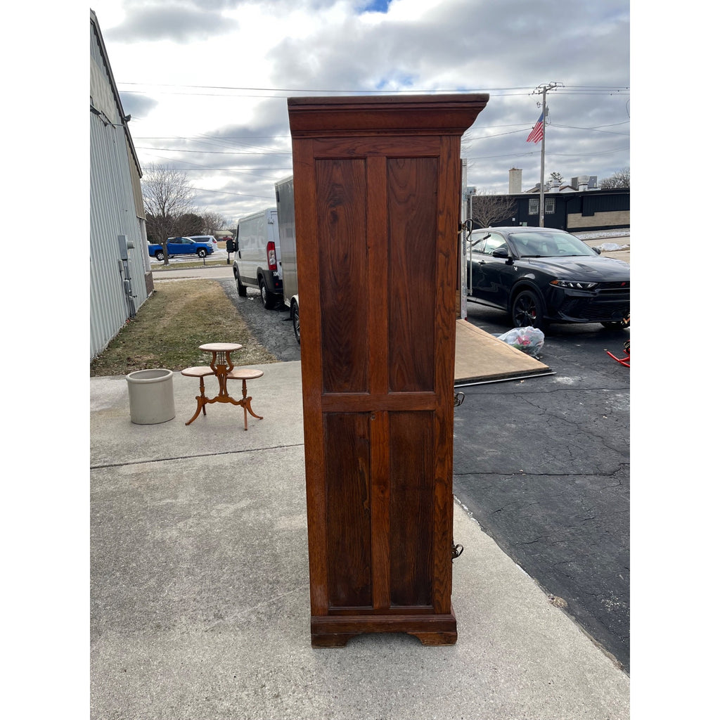 Antique Oak Commercial Ice Box 3-Door Fridge Grocery Store
