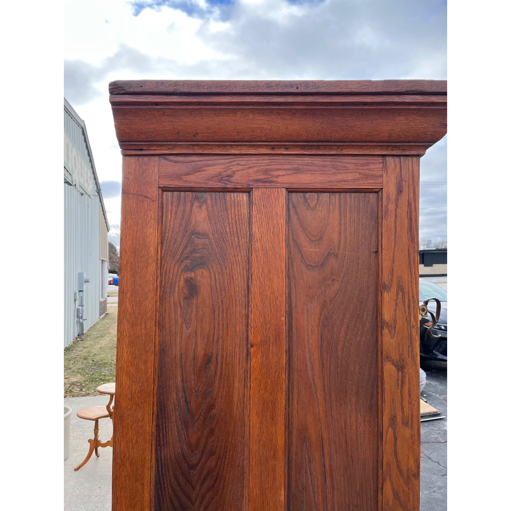 Antique Oak Commercial Ice Box 3-Door Fridge Grocery Store