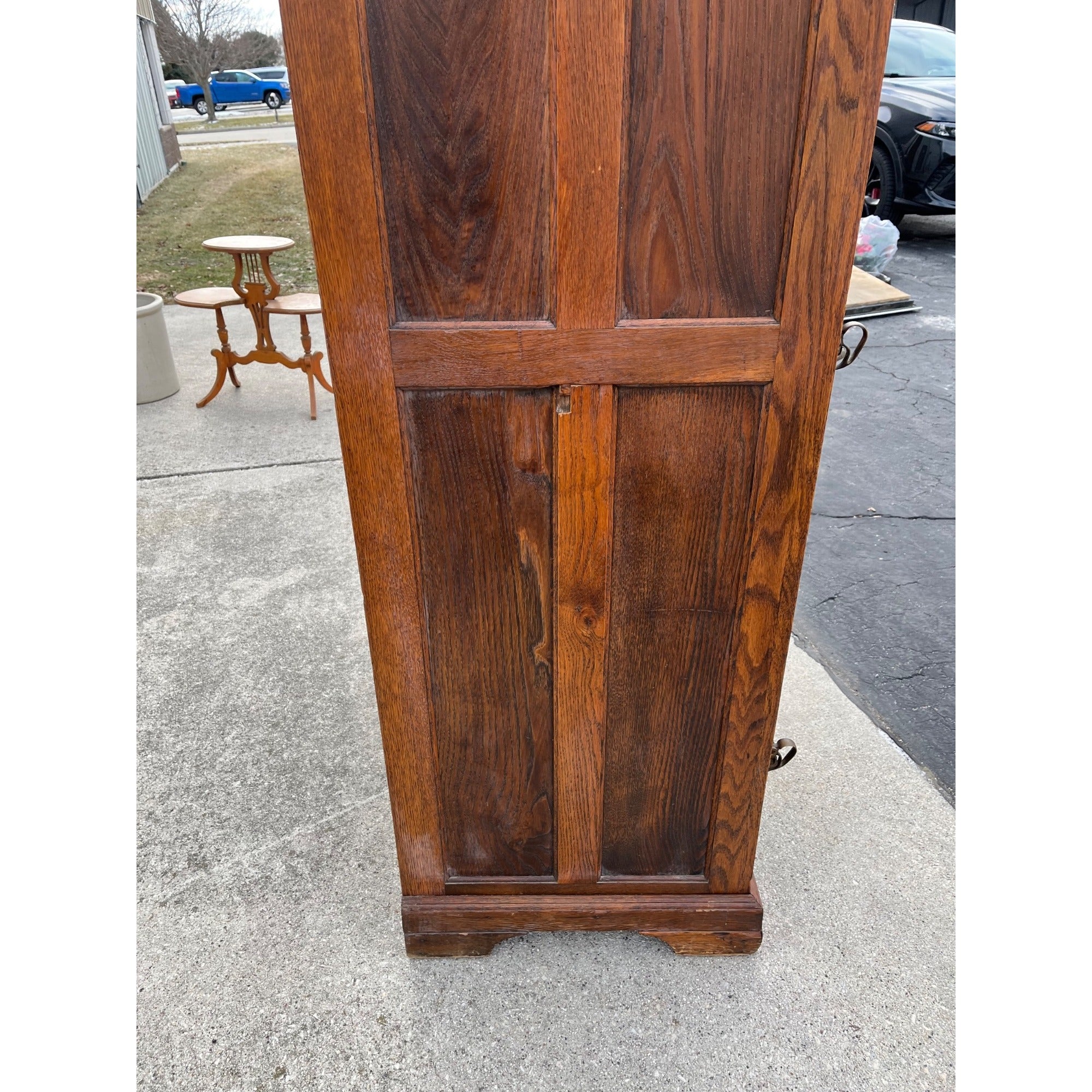Antique Oak Commercial Ice Box 3-Door Fridge Grocery Store