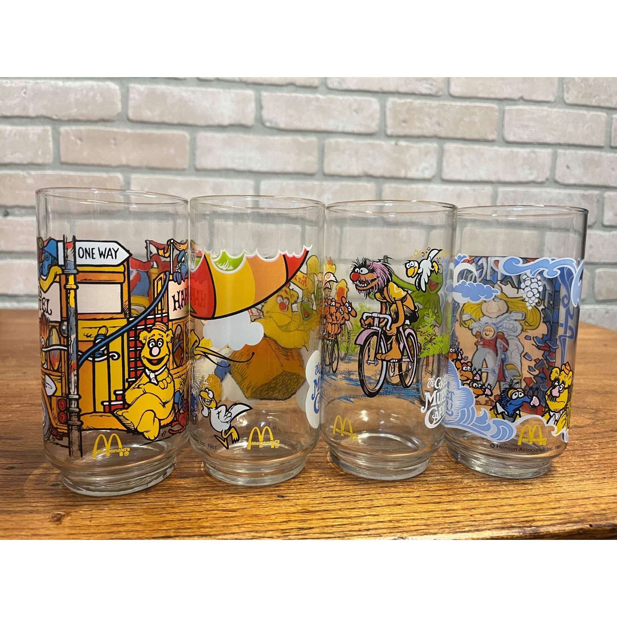 Vintage 1981 McDonalds The Great Muppet Caper Glasses Complete Set of 4 Muppets