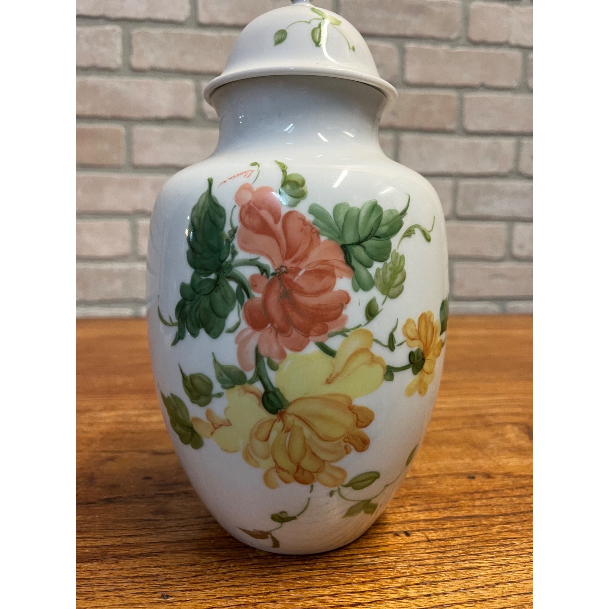 Vintage Kaiser "Lauriane" Porcelain Ginger Jar Floral 8" Tall E&R Western Germany Golden Crown